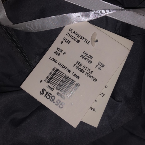 NWT David's Bridal surplice tank long chiffon bridesmaid pewter column gown - Picture 10 of 10